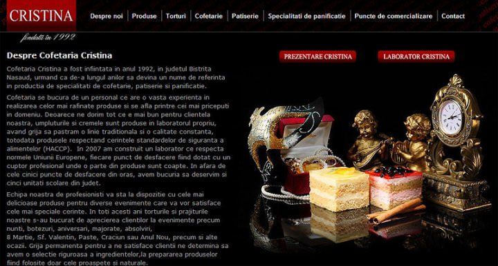 Screenshots of Cofetaria Cristina