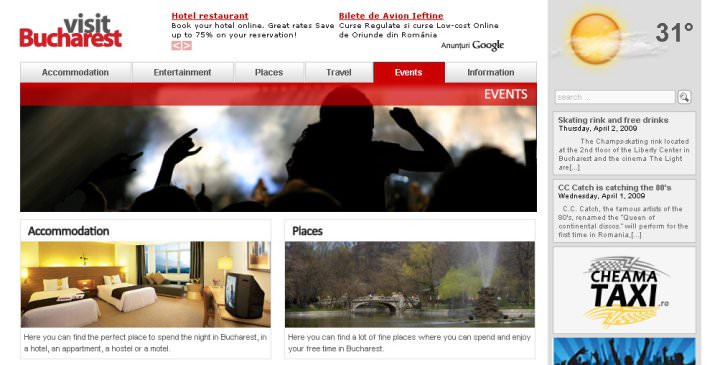 Screenshots of Visit Bucharest