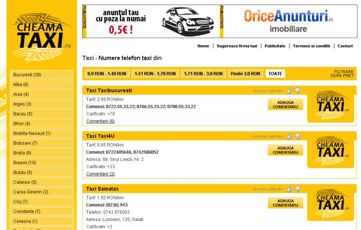 Screenshots of Cheama TAXI