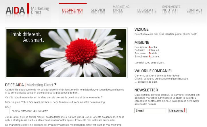 Screenshots of Aida Marketing