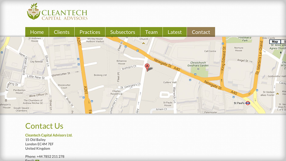 Screenshots of Cleantech Capital Advisors