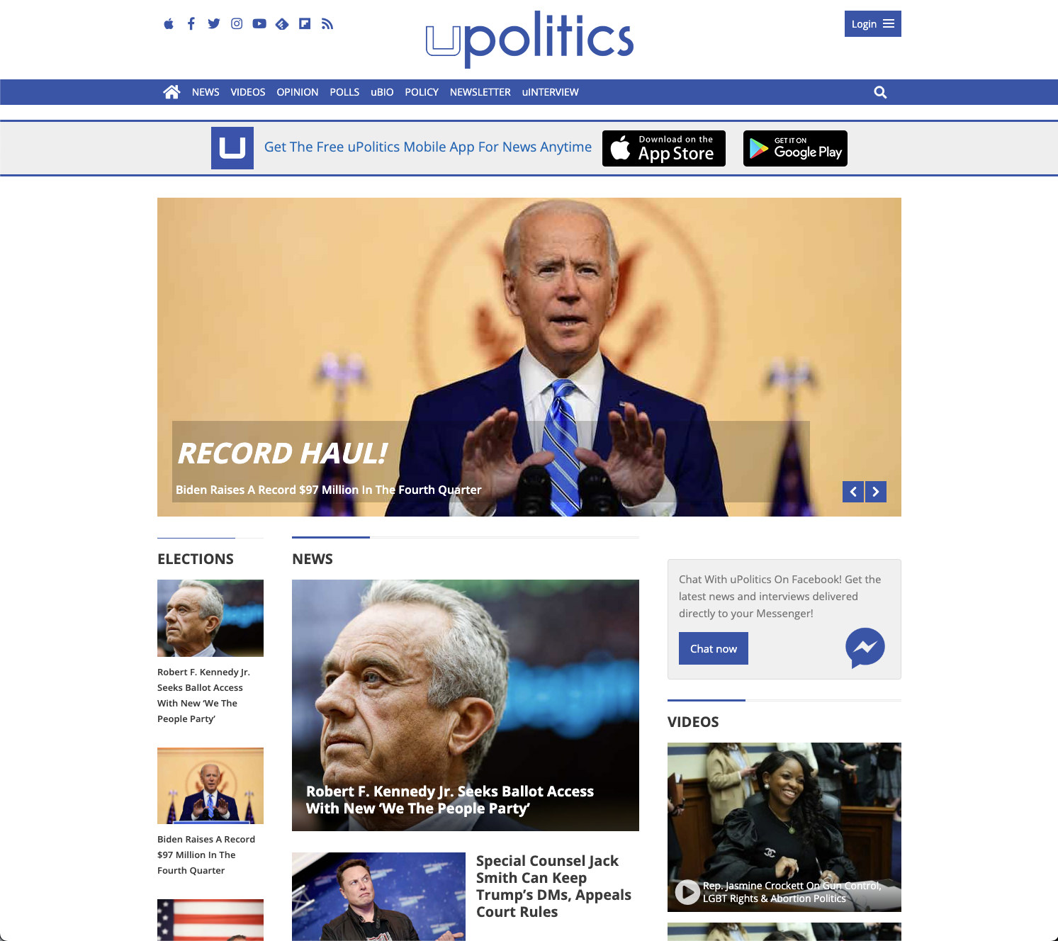 Screenshots of uPolitics