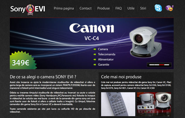 Screenshots of Sony EVI Romania