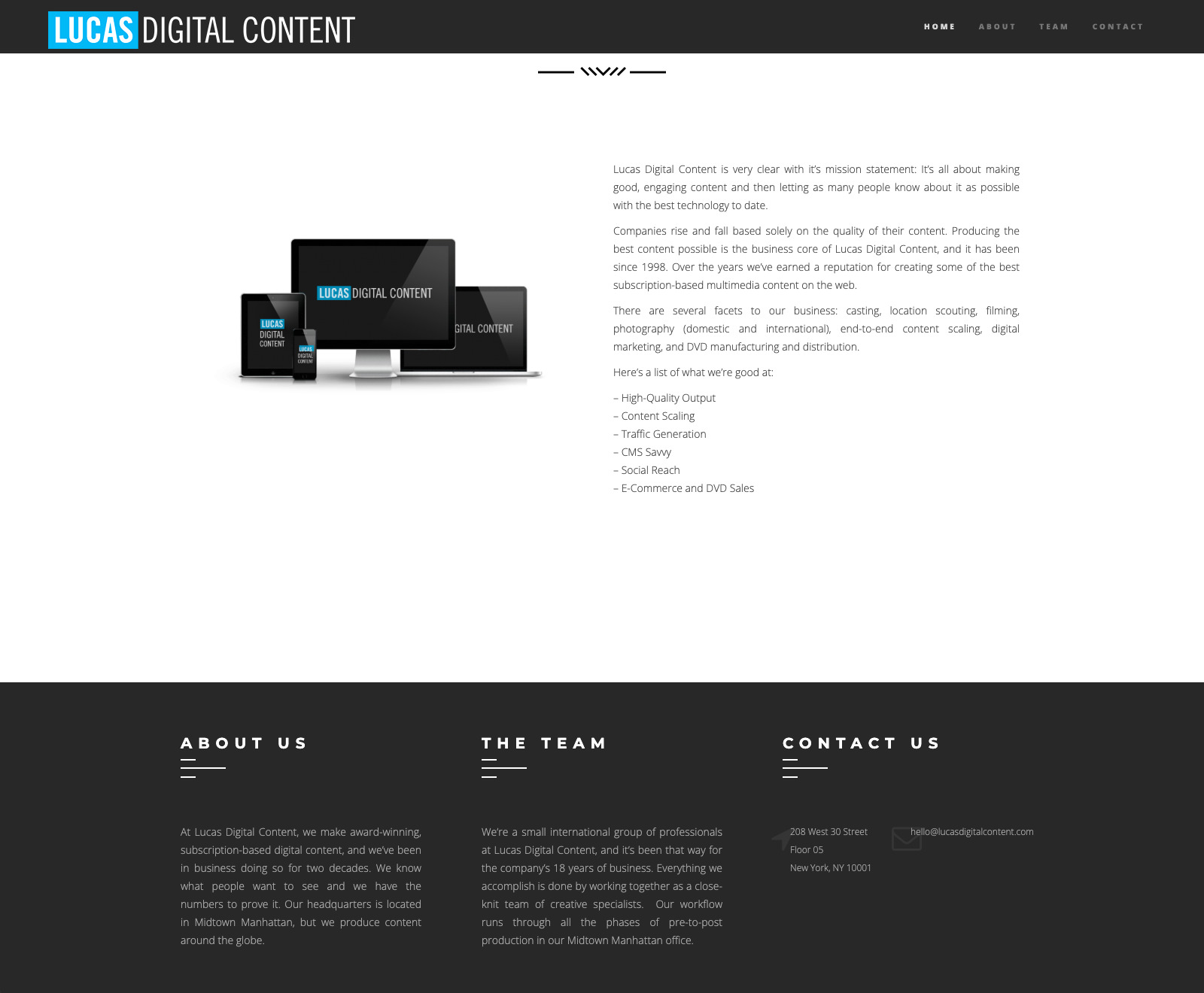 Screenshots of Lucas Digital Content